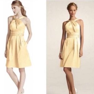 David’s Bridal Bridesmaid Dress Yellow Y Neck